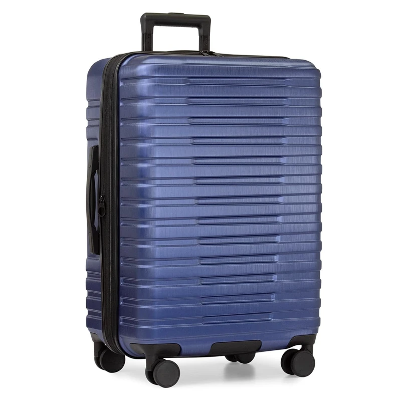 U.S. Traveler Boren Polycarbonate Hardside Rugged Travel Suitcase Luggage with 8 Spinner Wheels, Aluminum Handle, Navy, Checked-Medium 26-Inch, Boren Polycarbonate Hardside Rugged Travel Suitcase