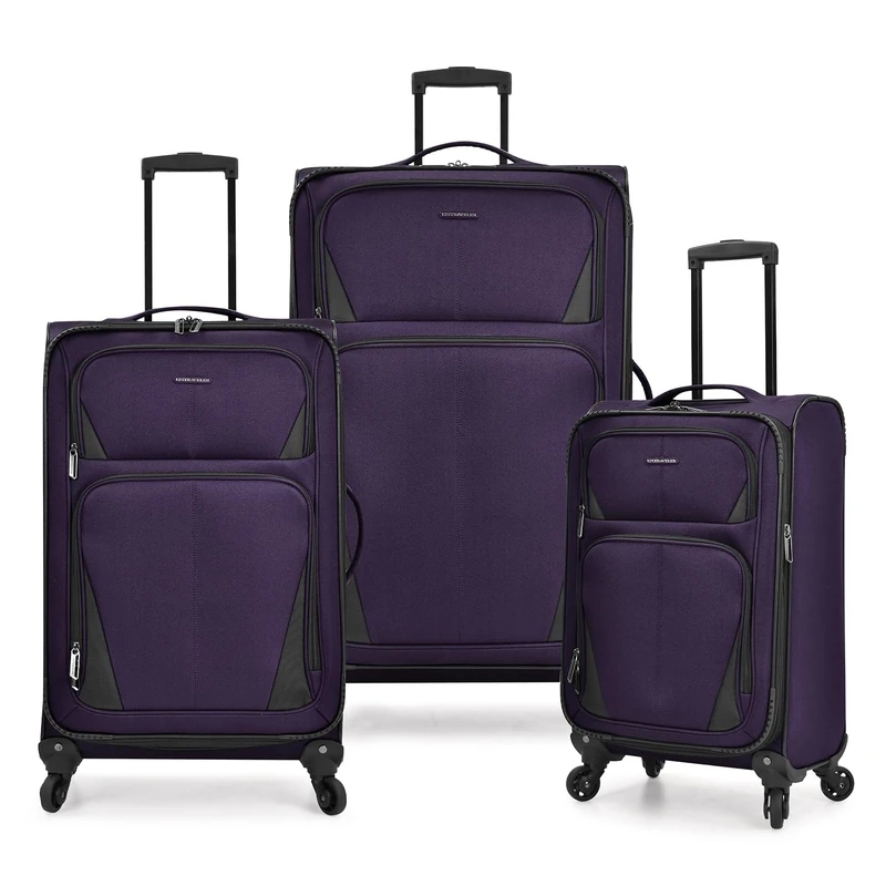 U.S. Traveler Aviron Bay Expandable Softside Luggage with Spinner Wheels, Purple, Carry-on 22-Inch, Aviron Bay Expandable Softside Luggage with Spinner Wheels