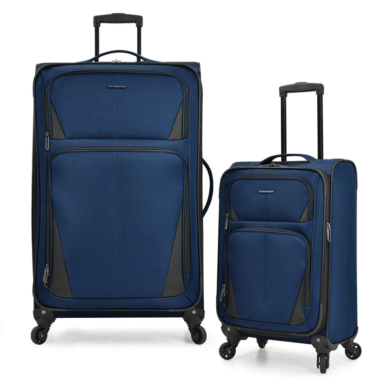 U.S. Traveler Aviron Bay Expandable Softside Luggage with Spinner Wheels, Navy, Carry-on 22-Inch, Aviron Bay Expandable Softside Luggage with Spinner Wheels