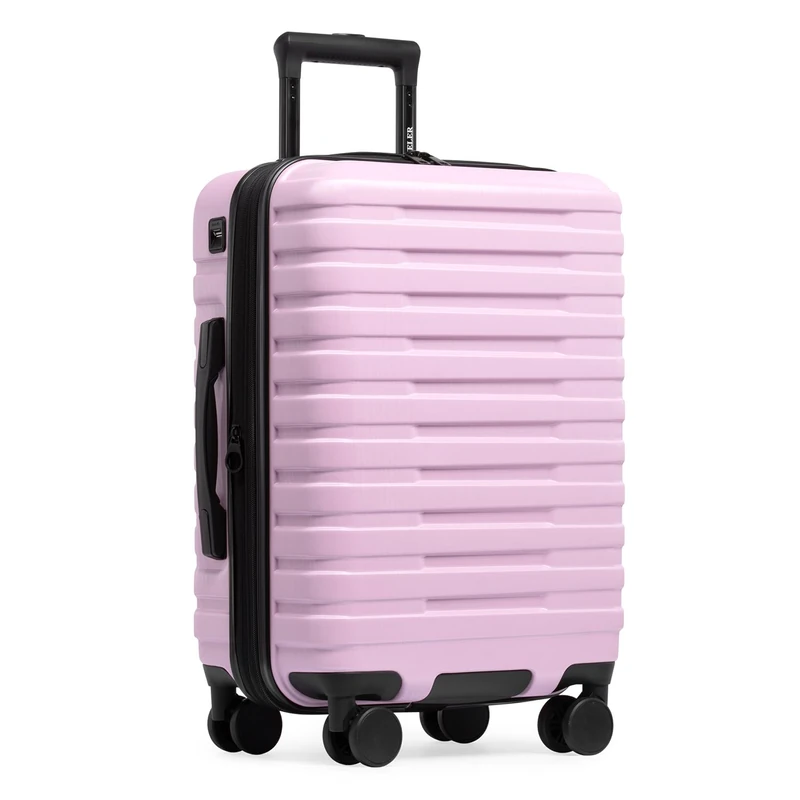 U.S. Traveler Boren Polycarbonate Hardside Rugged Travel Suitcase Luggage with 8 Spinner Wheels, Aluminum Handle, Lavender, Carry-on 22-Inch, USB Port, Boren Polycarbonate Hardside Rugged Travel