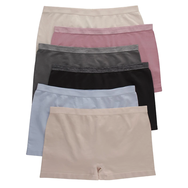 Hanes Women's Pack, ComfortFlex Fit Panties, Seamless Underwear, 6-Pack Boy Short, Assorted Colors, S (Pack of 6)