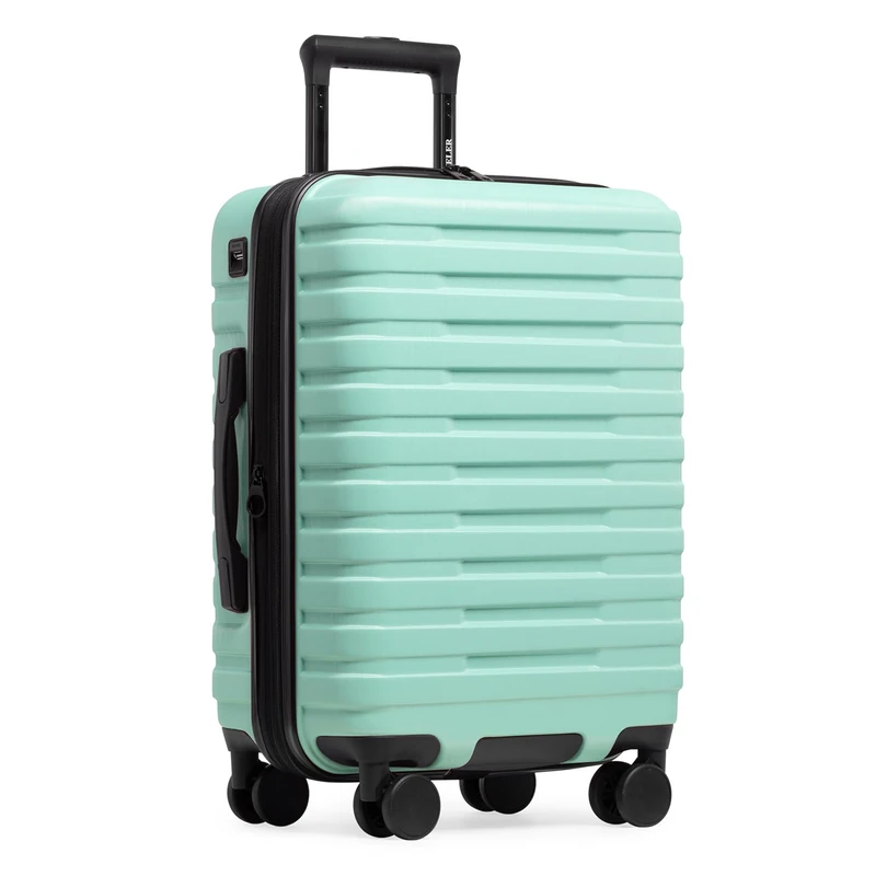 U.S. Traveler Boren Polycarbonate Hardside Rugged Travel Suitcase Luggage with 8 Spinner Wheels, Aluminum Handle, Mint, Carry-on 22-Inch, USB Port, Boren Polycarbonate Hardside Rugged Travel Suitcase