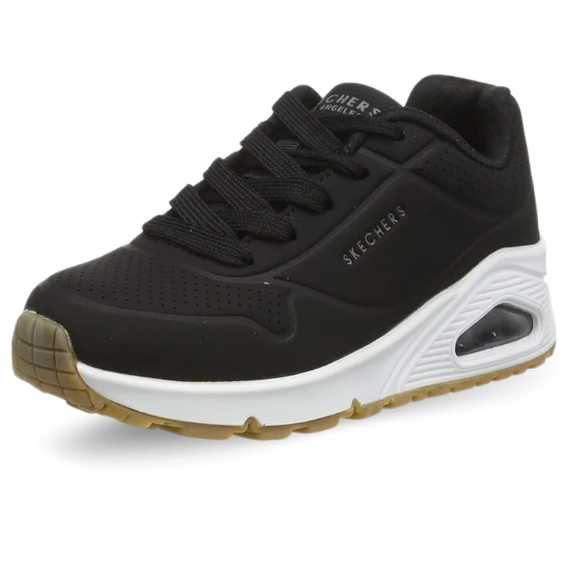Skechers Girl's Uno Stand On Air Sneakers - Black PU/Trim 4 UK