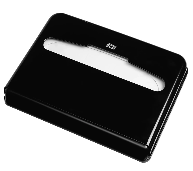 Tork 344080 Dispenser for Toilet Seat Covers in Black/Dispenser V1 for Disposable Toilet Seat Cushions in Elevation Design, 7322540418897 - Image 1