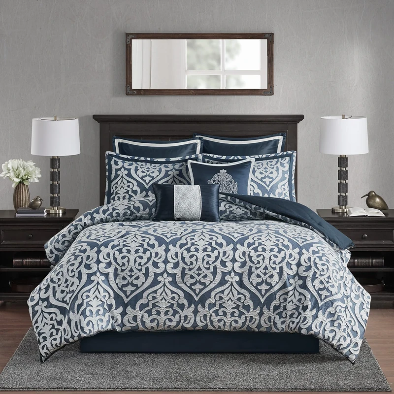 Madison Park Odette Size Comforter Set, Navy, King(104"x92")