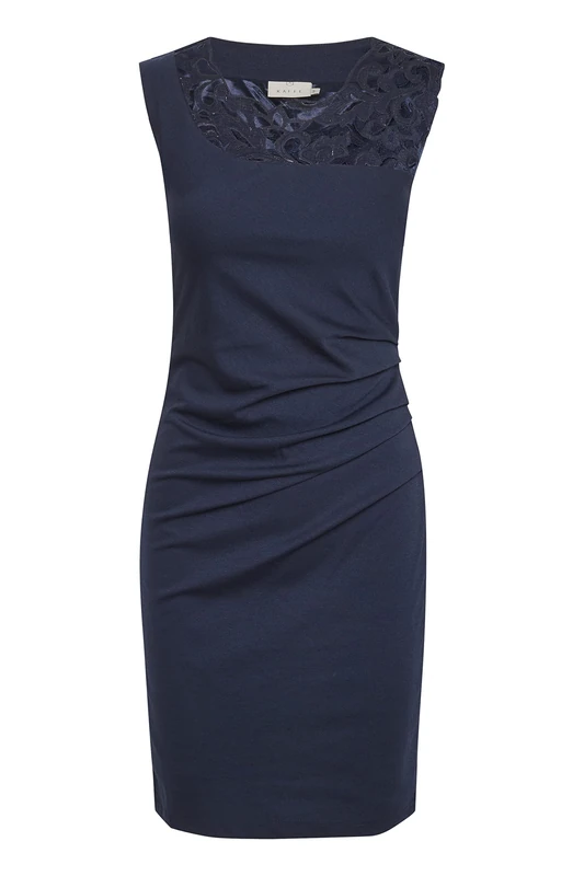 Kaffe Women's Women's Coctail Dress Sleeveless Slim Fit with Floral Lace Cocktail Dress, Midnight Marine, 36