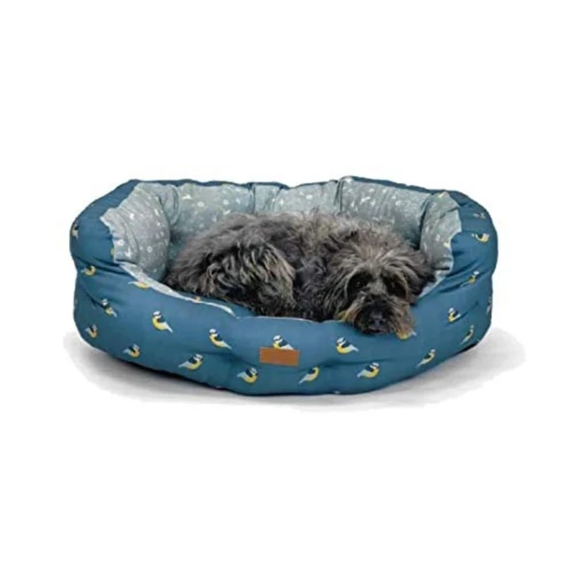 Danish Design FatFace Flying Birds Blue/Teal Super Soft Deluxe Pet Dog/Puppy Sustainable Bed 24 Inch