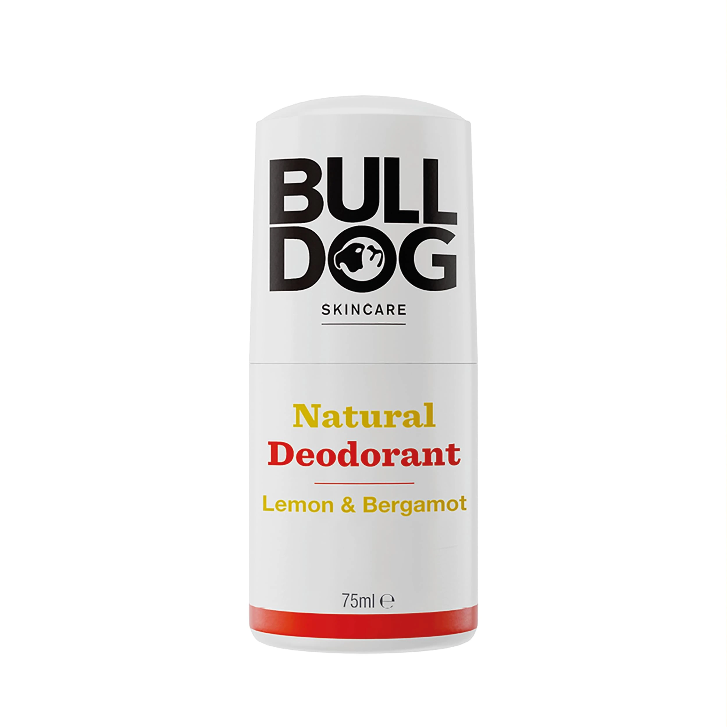 BULLDOG SKINCARE Lemon and Bergamot Roll On Natural Deodorant For Men 75 ml with Natural Fragrance Vegan Approved