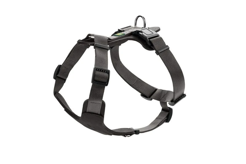 HUNTER AALBORG MIXED Dog Harness Black/Grey Cowhide Leather/Nylon Adjustable to 5 Positions Lightweight with Plastic Buckles Made in Germany Size: M