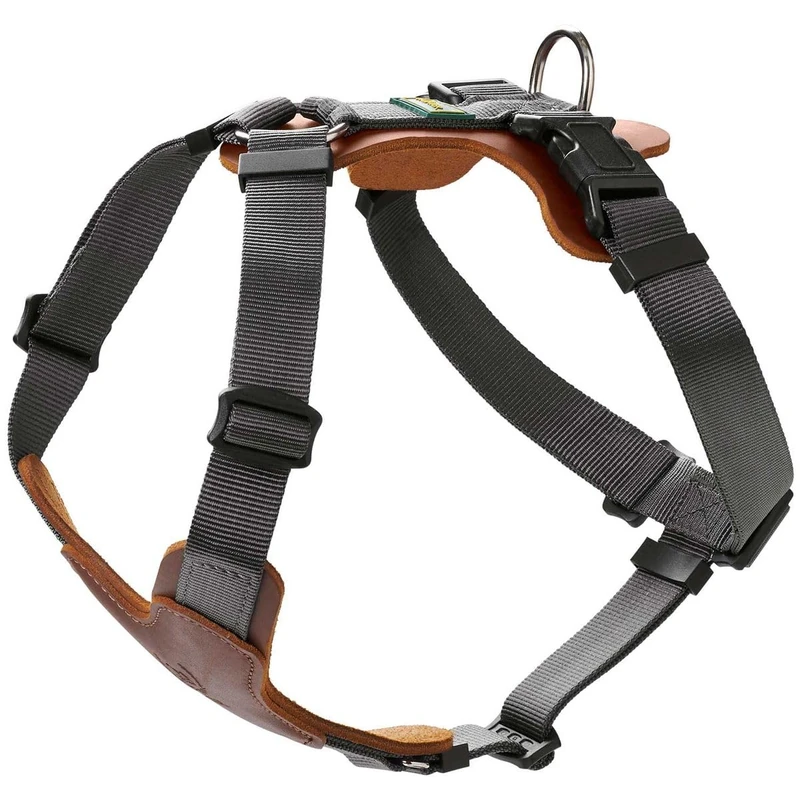 HUNTER AALBORG MIXED Dog Harness Cowhide Leather Nylon 5-Way Adjustable Lightweight with Plastic Buckles Made in Germany Size XS-S