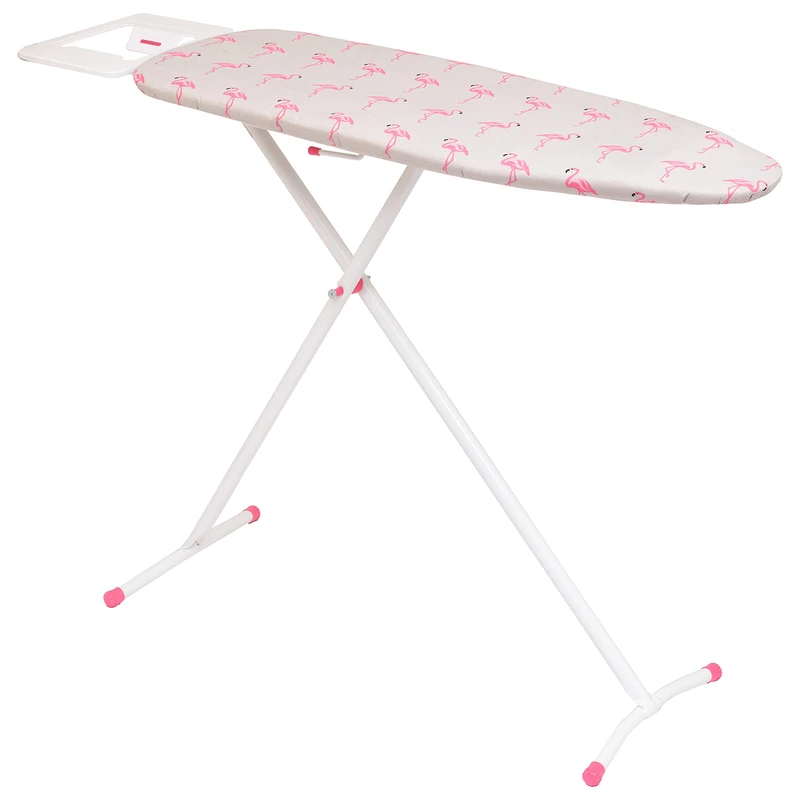 Mabel Home T-Leg Adjustable Height Ironing Board with Grey and Flamingo Cotton Cover + Extra cover White/Grey One Size