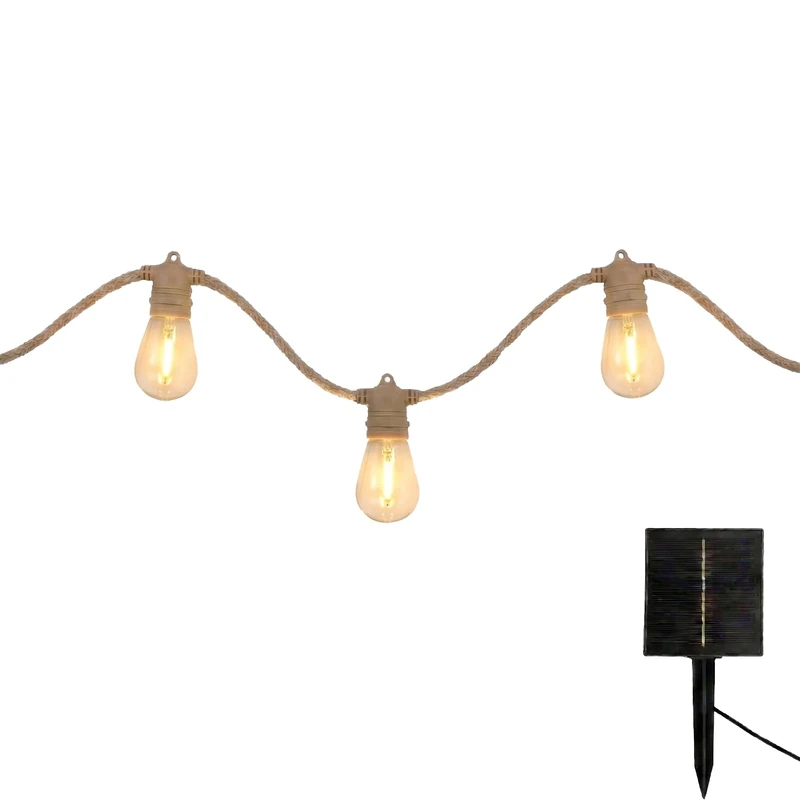 Solar String Lights with 10 Clear LED Bulbs 7.45 m Warm White