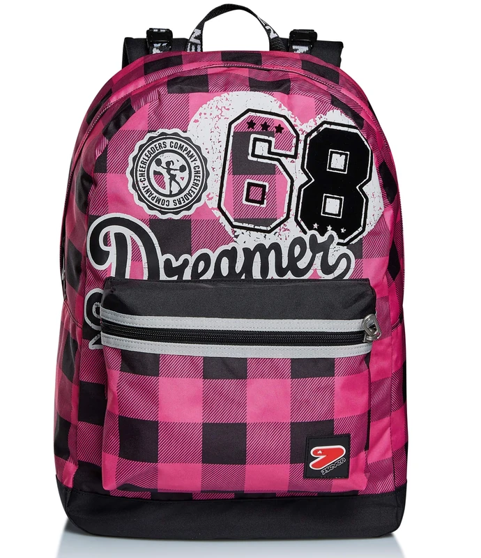 Seven Backpack, COLLEGE, Eco-friendly Knapsack, Book Bag, for Teen, Girls&Boys, Large Capacity, For School, Sport, Free Time, Double-Sided, with Earphones, Italian Design, pink/black