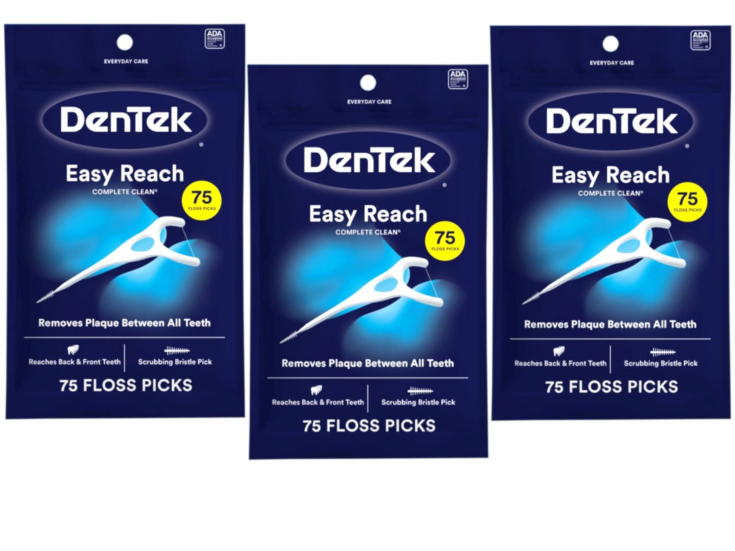 DenTek, Complete Clean Floss Picks 75 Floss Picks Pack of 3, 225 Count