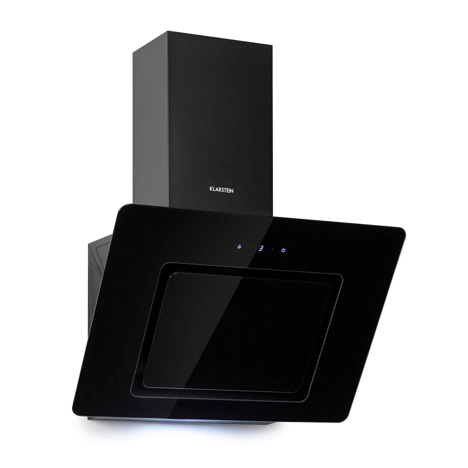 Klarstein Sofia 60 Cooker Extractor Hood - Cooker Hood, Wall Hood, Head-Free, 60 cm, EEC B, 300 m³/h, Exhaust Air, Circulating Air Optional, LED Lighting, Touch Control, Glass Housing, Black
