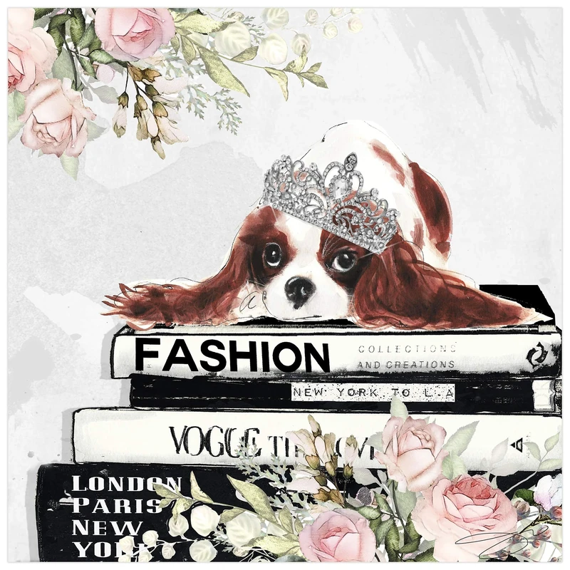 Empire Art Direct Cavalier Dog Wall Art Print Frameless Free Floating Tempered Glass Panel Ready to Hang,Living Room,Bedroom ＆ Office, 20" x 20" x 0.2"