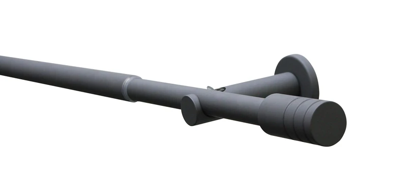 GARDINIA Elba Stone Grey Metal Curtain Pole Set 120-210 cm Length