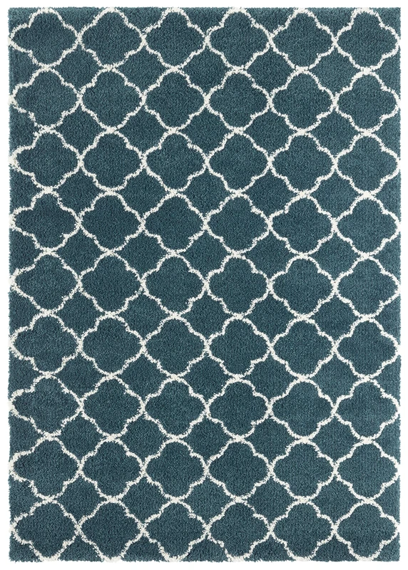 Mint Rugs Luna Deep-Pile Rug Soft Fluffy Long Pile Shaggy Flokati Geometric Pattern for Living Room Kitchen Hallway or Bedroom Forest Green Cream 160 x 230 cm, Polypropylene