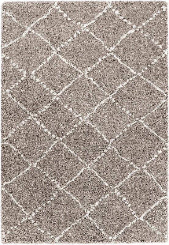Hash 104405-160 x 230 cm High Pile Living Room Rug Soft Fluffy Long Pile Shaggy Flokati Diamond Pattern for Living Room Kitchen Hallway or Bedroom Beige Cream 160 x 230 cm