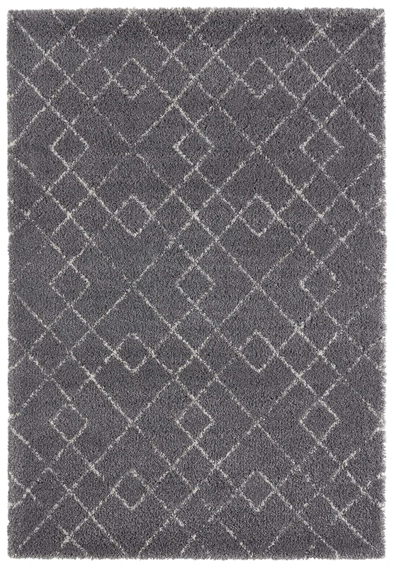Mint Rugs Archer Deep-Pile Rug Soft Fluffy Geometric Pattern (80 x 150 cm, 100% Polypropylene, Suitable for Underfloor Heating, Robust), Dark Grey/Cream, 80 x 150 cm - Image 1