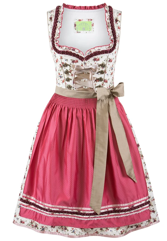 Stockerpoint Women's Dirndl Isadora Special Occasion Dress, Cream-Fuchsia, 42