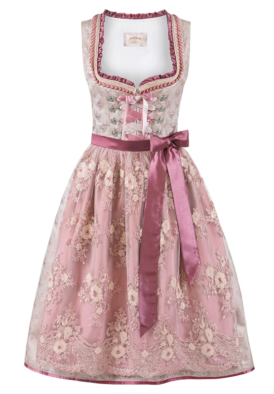 Stockerpoint Women's Dirndl Avina Special Occasion Dress, Taupe-Old Pink, 30