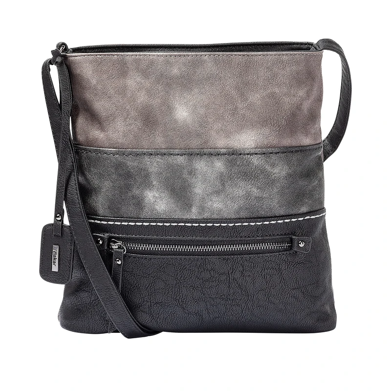 Rieker Women's H1301 Shoulder Bag, Smoke/antique silver/black, Normal