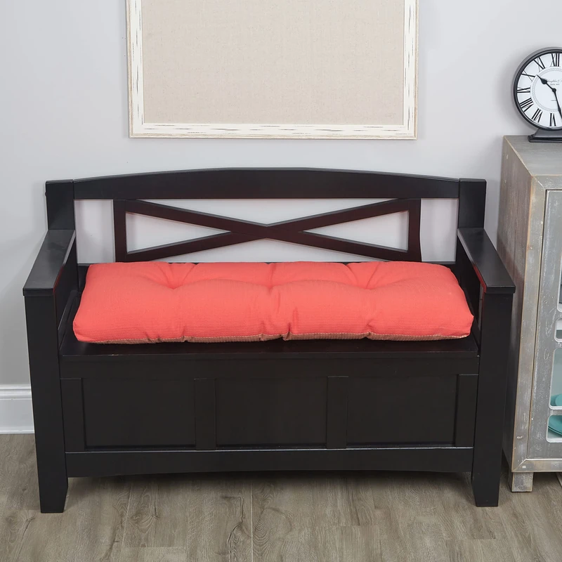 Klear Vu The Gripper Omega Non-Slip Tufted Bench Cushion for Indoor Furniture, Entryway Storage, Bay Window, Corner Nook or Piano Seat, 35 Inches, 16 Coral