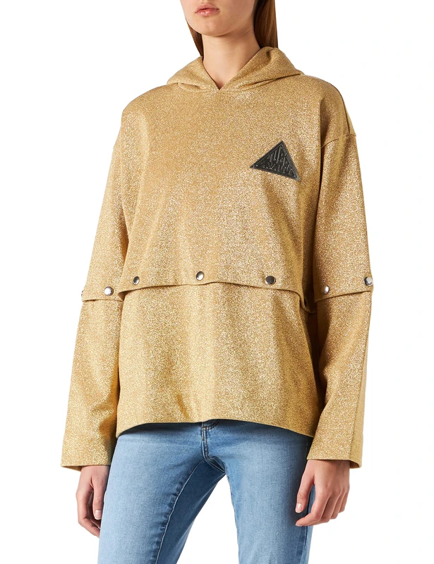 Just Cavalli Women's Felpa Sports Hoodie, 906 Gold, XL