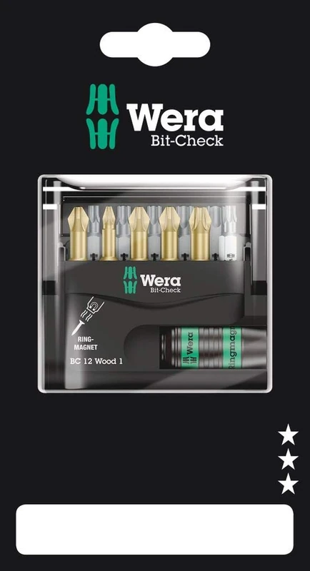 Wera Bit-Check 12 Wood 1 SB, 12 Pieces, 05136390001