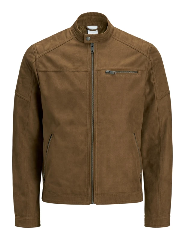JACK & JONES Men's Jjerocky Jacket Noos Faux leather jacket, marron clair, XS