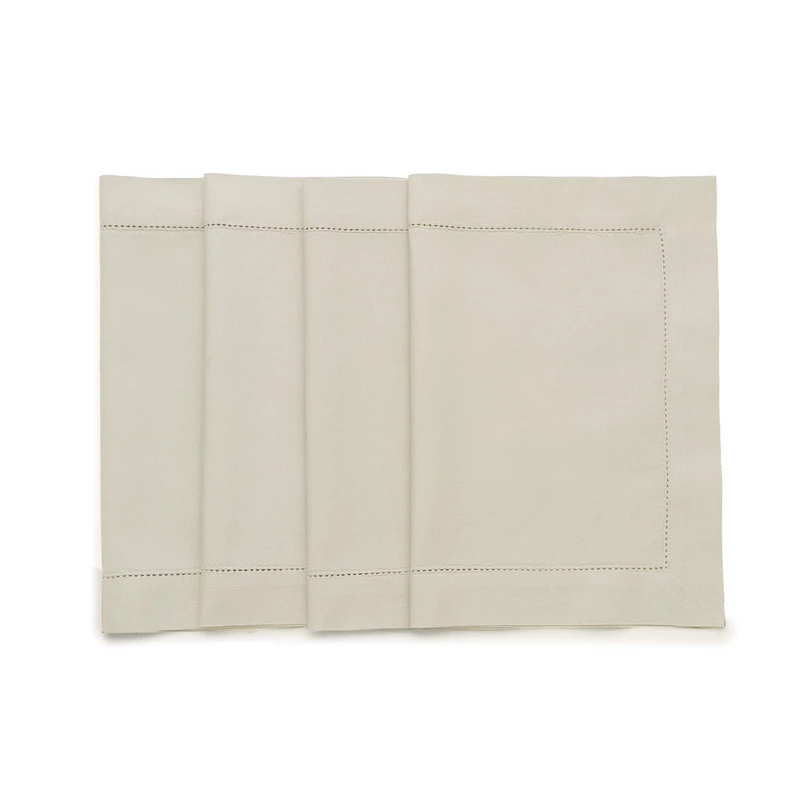 Solino Home Cotton Linen Placemats Set of 4 - Hemstitch Linen Placemats 14 x 19 Inch - Machine Washable Table Mats for Spring, Summer - Image 1