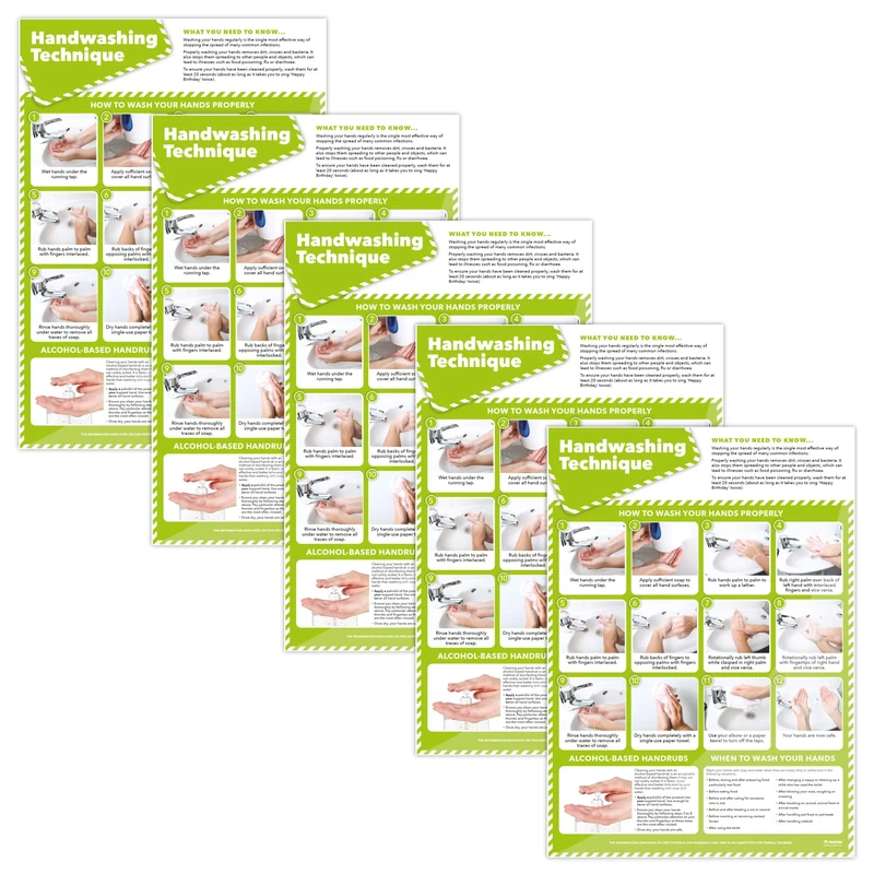 Handwashing Technique Poster - Pack of 5 - Health and Safety Posters - A1(850mm x 594mm) - Laminated - Office and Commercial Business Safety Wall Charts by Daydream Education - Image 1