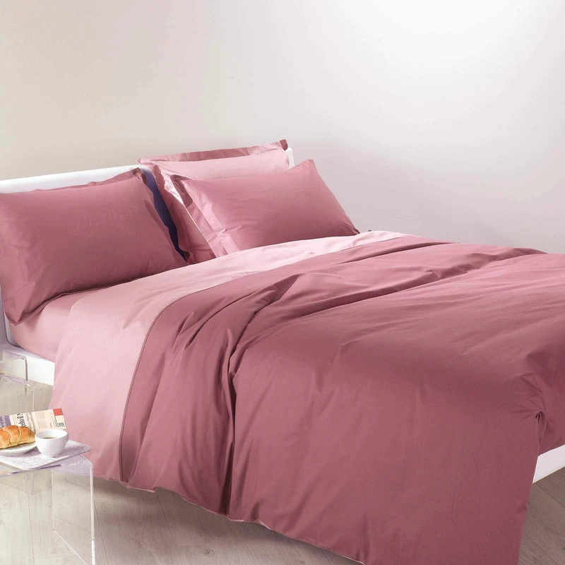 Caleffi - Duvet cover set Bicolor Solid Color Square and Half Pink