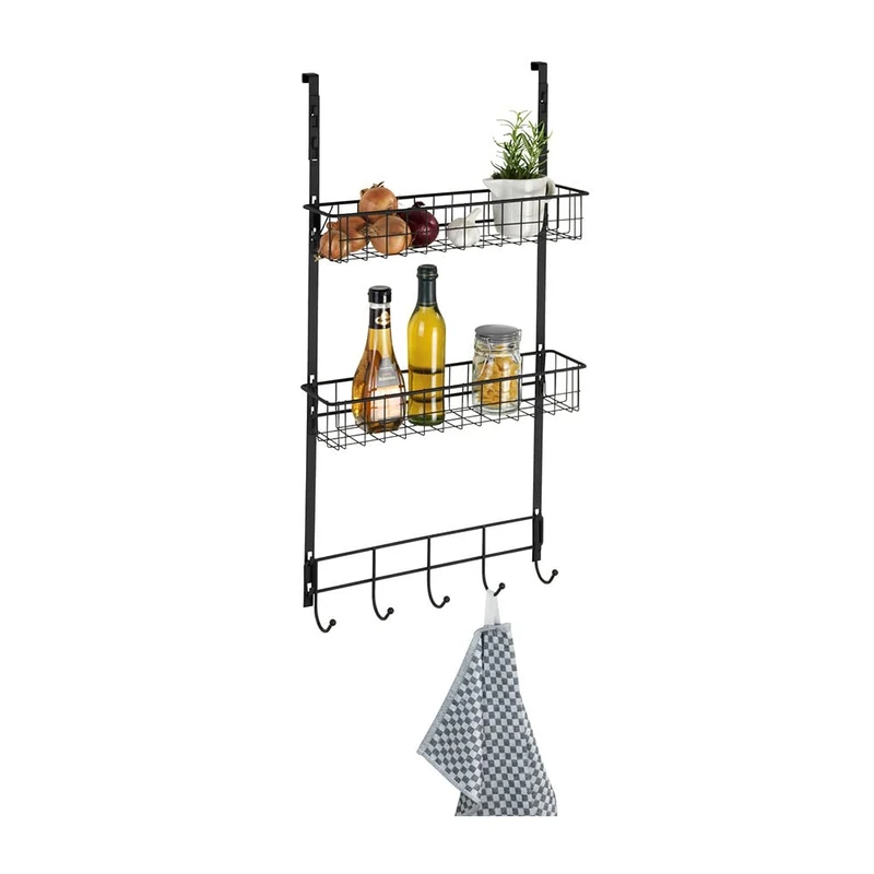WENKO Door Shelf Black Hanging Shelf for Extra Storage Space