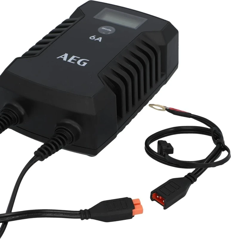 AEG Automotive 10617 Microprocessor Charger for Car Battery LD 6.0, 6 Amp for 6/12 V, 9-HF Charging Levels, Auto Start Function, Comfort Connection