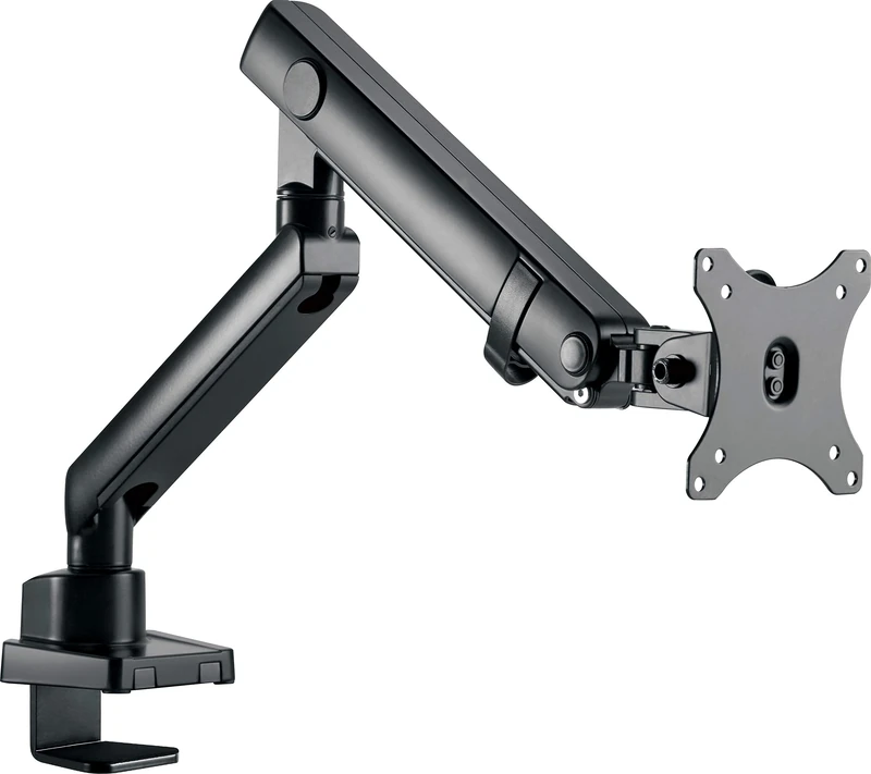 ICY BOX IB-MS313-T Monitor Mount for 1 Display up to 32 Inches (8 kg), VESA 75x75/100x100, Steel Stand, Swivel and Tilt, Table Top/Edge Mount, Black