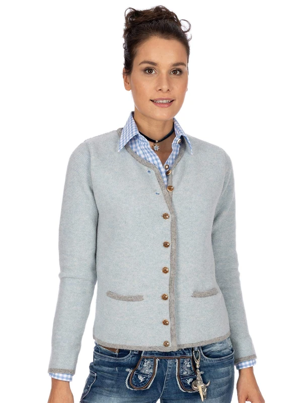 Stockerpoint Women's Jacke Caro Cardigan Sweater, Light Blue-Gray, 40
