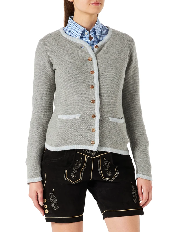 Stockerpoint Women's Jacke Caro Cardigan Sweater Not Applicable, Gray-Light Blue, 42