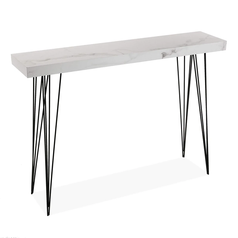 Versa Entrance Table Marble Effect 110 x 25 x 80 cm Black