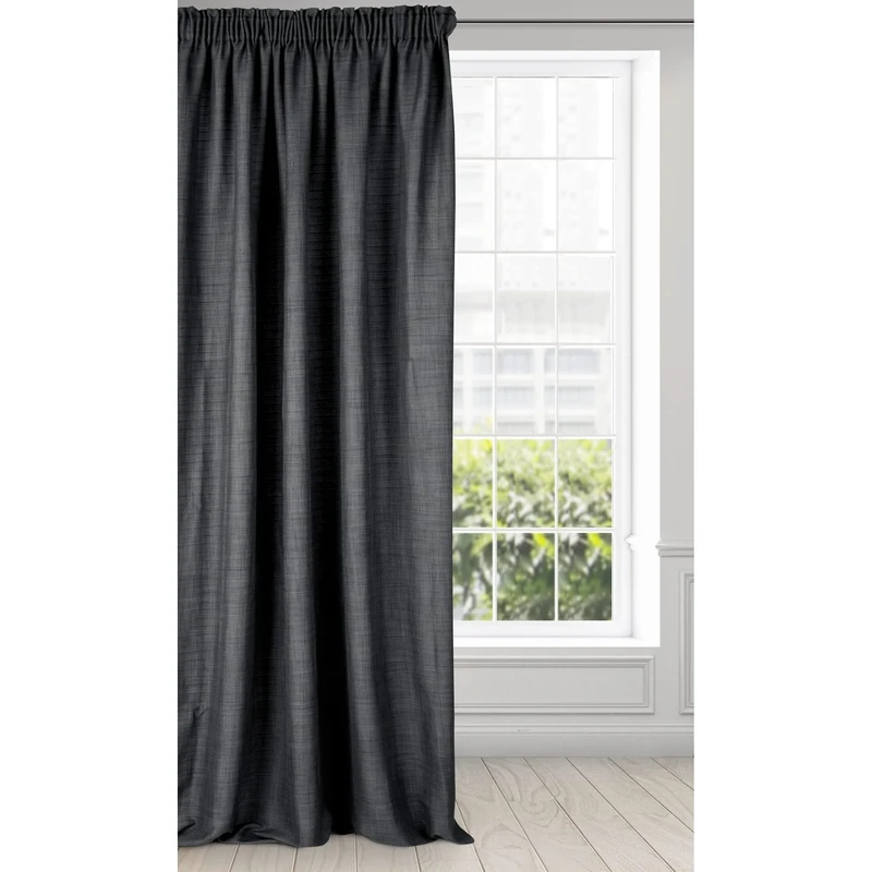 Eurofirany curtain, curtain, plain weave, living room, lounge 1 piece, Black, 140 x 270 cm