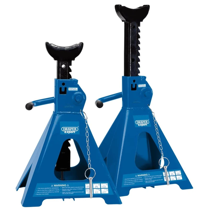 Draper 01814 Pair of Pneumatic Rise Ratcheting Axle Stands (5 Tonne) - Image 1