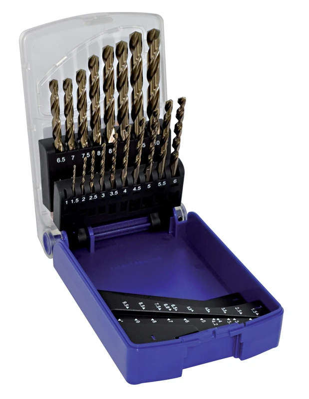 Tivoly 11468570015 T-Box Type E Set of 19 Metal Drill Bits HSS Cobalt TECHNIC Diameter 1 to 10 mm x 0.5 mm