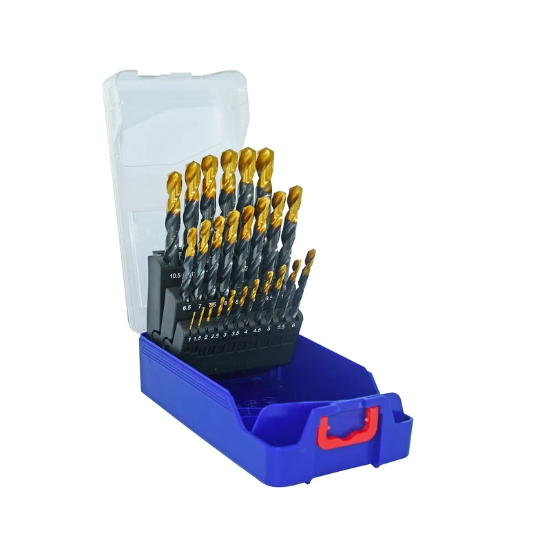 TIVOLY - High Performance Metal Drill Set - for Drilling Metal, Copper, Aluminium, Cast Iron, Stainless Steel - 25 HSS Drills Ø 3/64" to 1/2"