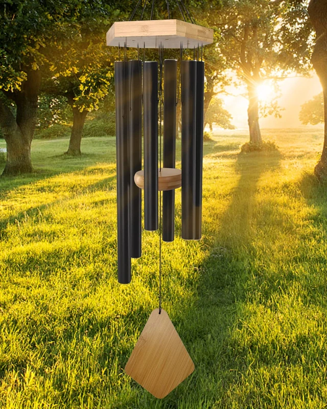 Wind Chimes Outdoor Deep Tone, 30 Inch Amazing Grace Wind Chimes Outdoor, Memorial Wind Chimes with Hook, Mother's Day/Housewarming, Patio, Garden, Yard, Home Décor. Black