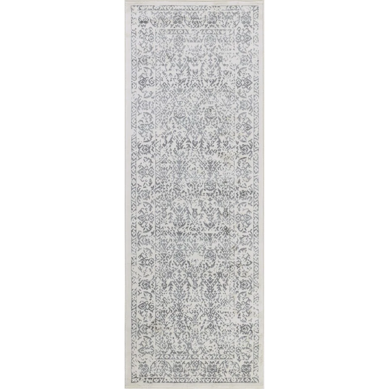 Livabliss Margaux Palermo Vintage - Hallway Runner s Living Room 80x220 cm - Scandi Neutral, Traditional Patterned Boho Style, Natural Easy Care Pile - Hallway Runners, Ivory and Grey