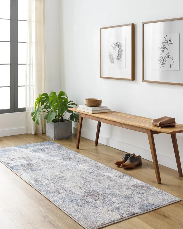 Livabliss Miami Abstract Rug - Area Rugs Living Room 160x160 cm, Dining Room, Lounge, Kitchen, Bedroom - Modern Marble Large Rug, Soft Luxurious Easy Care Medium Pile, Blue, Grey and Taupe