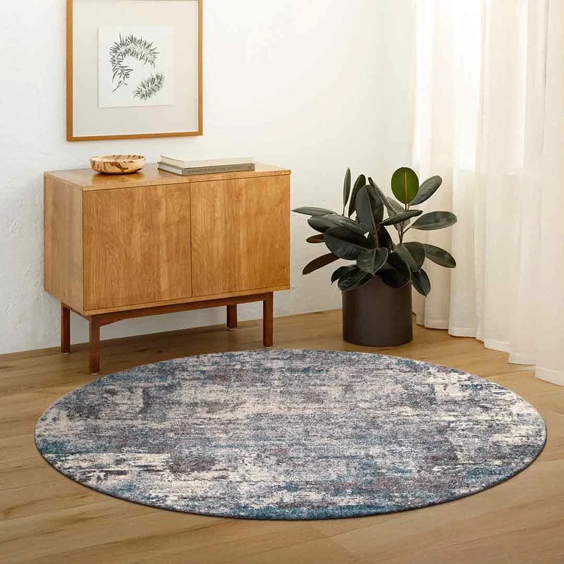 Livabliss Miami Abstract Rug - Area Rugs Living Room 200 cm, Dining Room, Lounge, Kitchen, Bedroom - Modern Marble Large Rug, Soft Luxurious Easy Care Medium Pile, Blue, Grey and Taupe