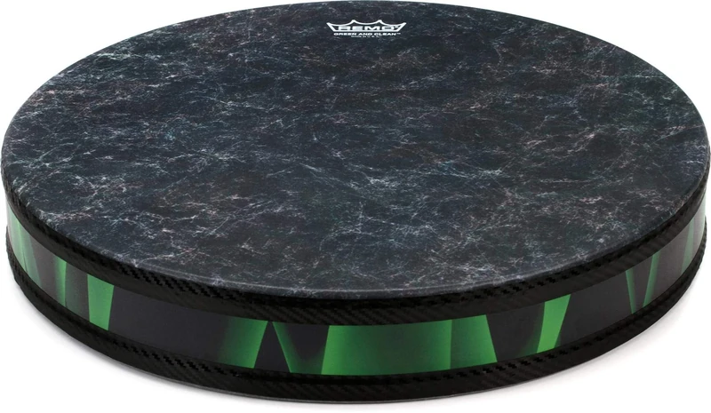 Remo World Percussion - Nightwaves Ocean Drum - 16" x 2.5" - Nightwaves Green and Clean, Acousticon Frame - Quiet Ocean Wave Effect, Disinfectant Resistant - ET-0216-41