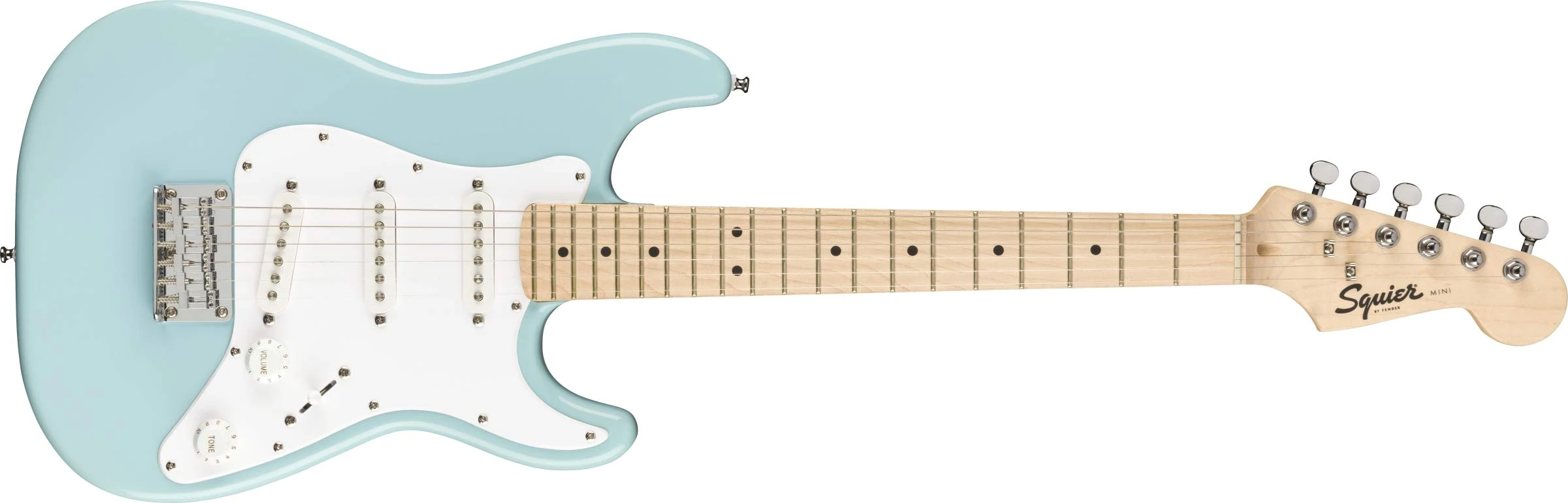 Fender FSR Squier Electric Mini Stratocaster, Electric Guitar, Daphne Blue, Ideal For Guitar Beginners